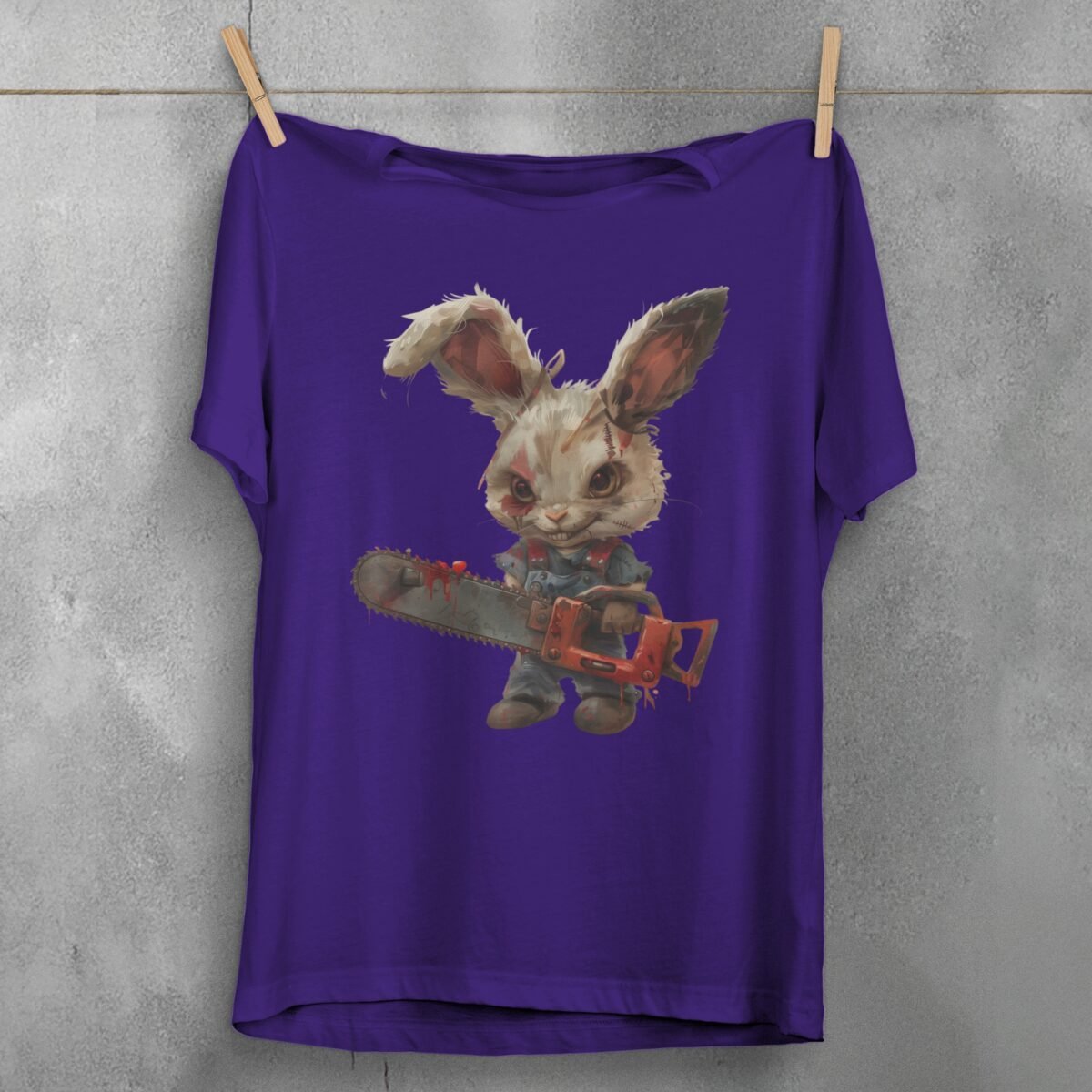 vintage horror rabbit revenge animal gothic dark t-shirt design, variation 5