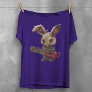 vintage horror rabbit revenge animal gothic dark t-shirt design, variation 5