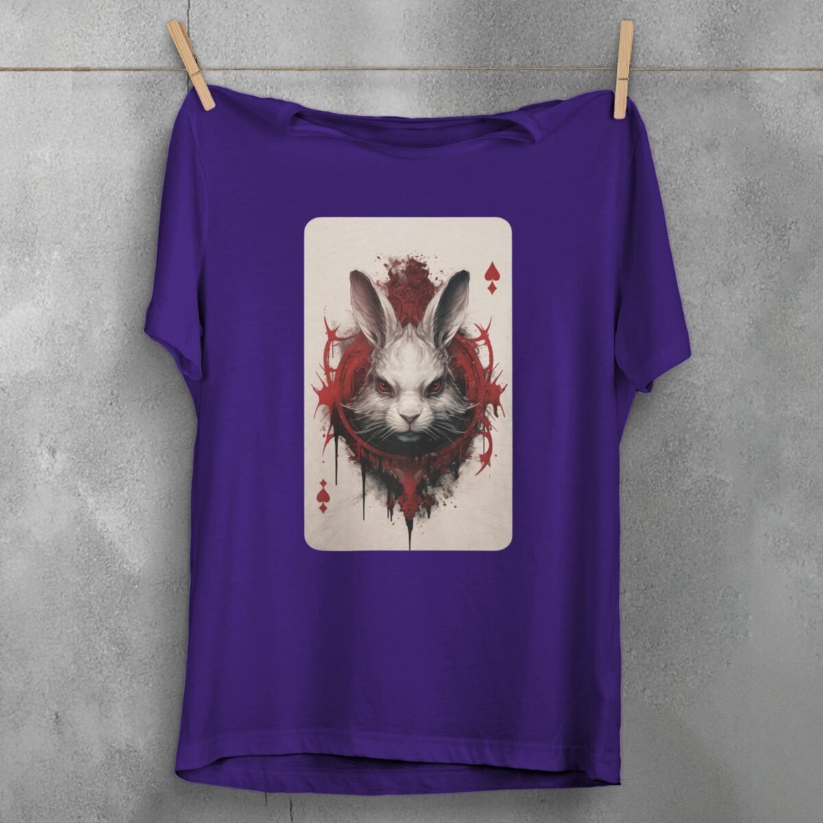 alice wonderland white rabbit playing card symbolism gothic t-shirt design, variation 5