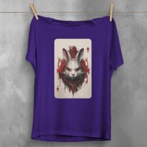 alice wonderland white rabbit playing card symbolism gothic t-shirt design, variation 5