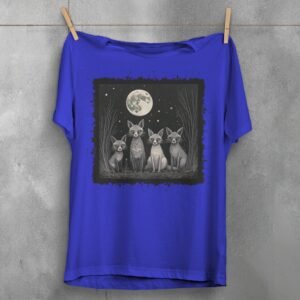 four foxes moonlight starry night animal t-shirt design, variation 3