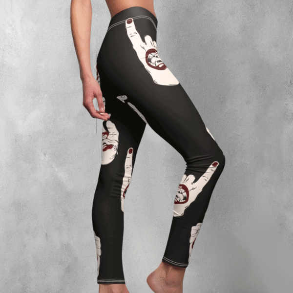 Unholy devil horns gestures dark gothic style statement art leggings - 1