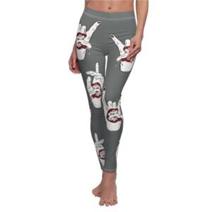 Unholy devil horns gestures dark gothic style statement art leggings - 6
