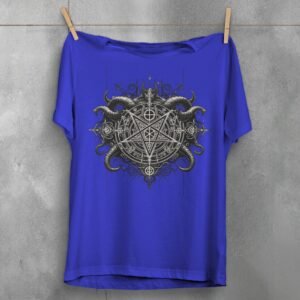 viking dark satanic pentagram art expression gothic t-shirt design, variation 3