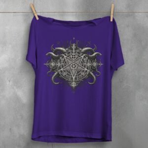 viking dark satanic pentagram art expression gothic t-shirt design, variation 5