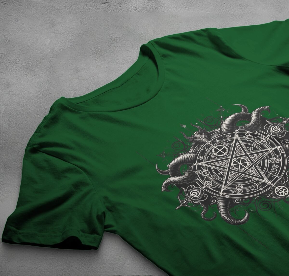 viking dark satanic pentagram art expression gothic t-shirt design, variation 6