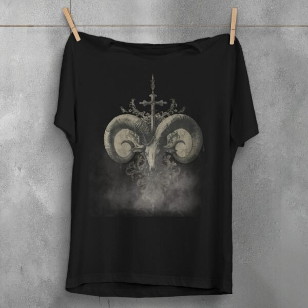 viking ram skull ancient cross gothic symbolism perfect t-shirt design, variation 1