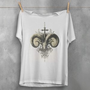 viking ram skull ancient cross gothic symbolism perfect t-shirt design, variation 2