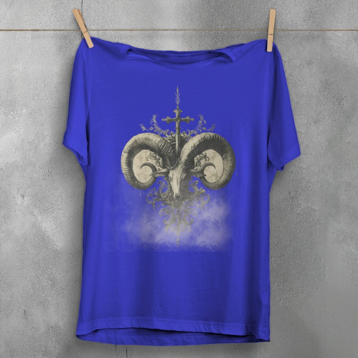 viking ram skull ancient cross gothic symbolism perfect t-shirt design, variation 3