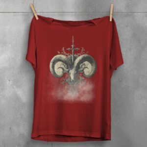 viking ram skull ancient cross gothic symbolism perfect t-shirt design, variation 4