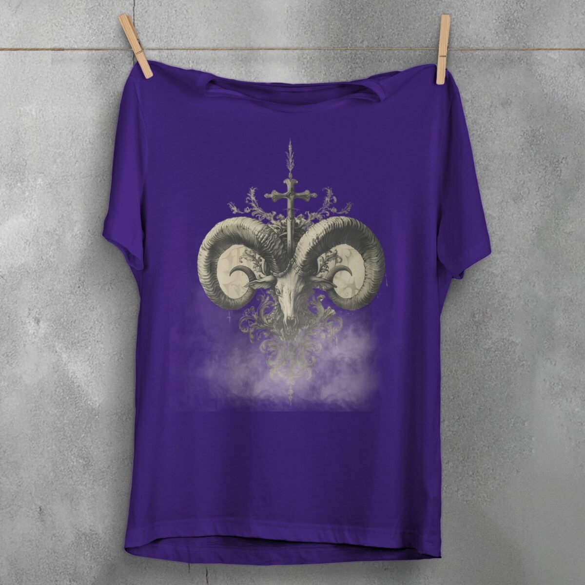 viking ram skull ancient cross gothic symbolism perfect t-shirt design, variation 5