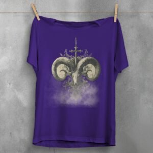 viking ram skull ancient cross gothic symbolism perfect t-shirt design, variation 5