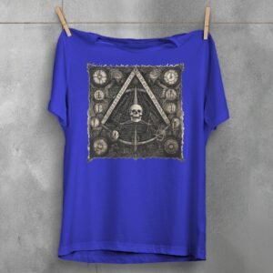 viking skull clocks mysterious knowledge triangle gothic artwork t-shirt design, variation 3