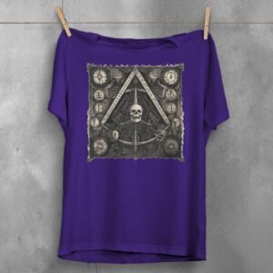 viking skull clocks mysterious knowledge triangle gothic artwork t-shirt design, variation 5