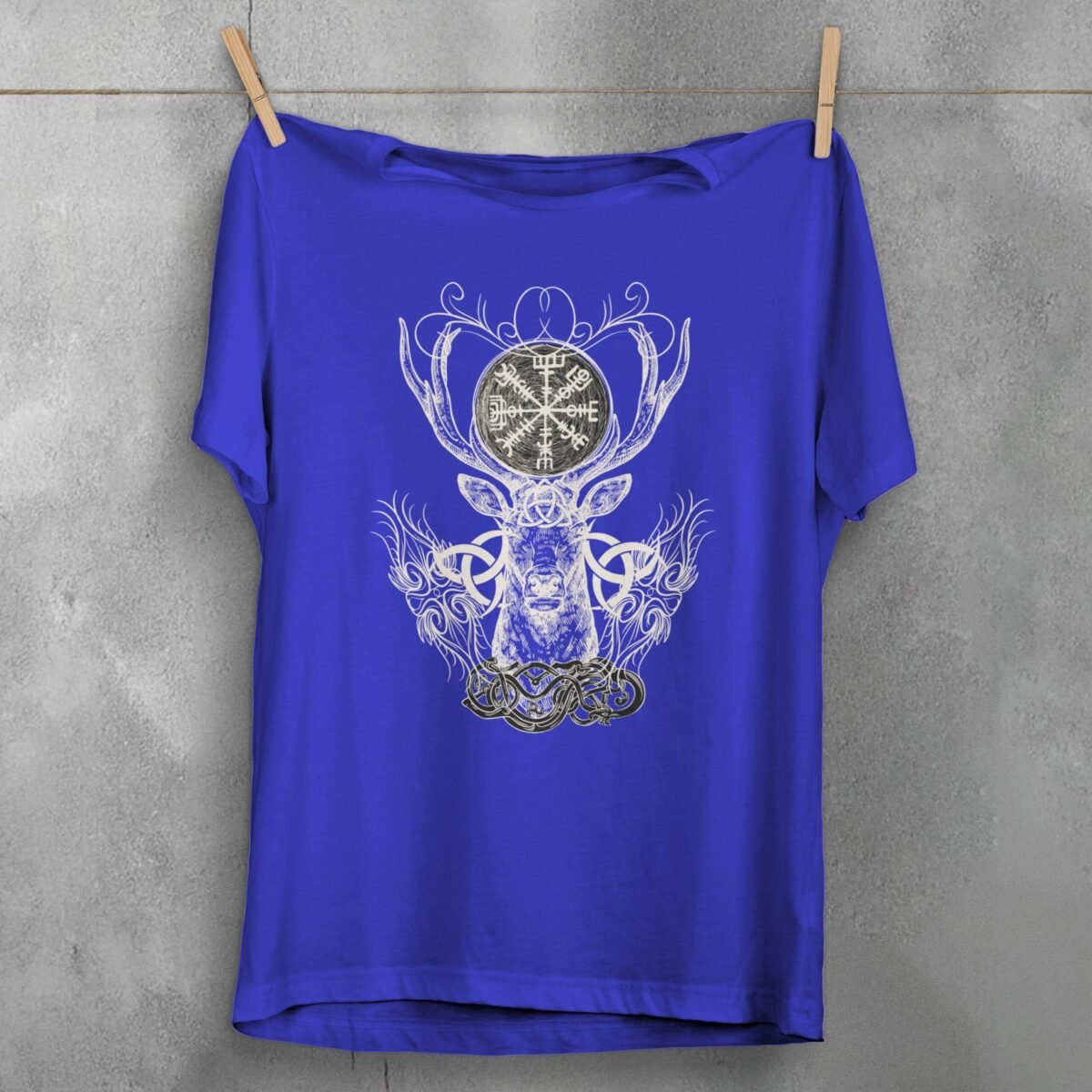 viking vegvisir deer elegance mystic symbol poetic artwork present t-shirt design, variation 3