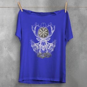 viking vegvisir deer elegance mystic symbol poetic artwork present t-shirt design, variation 3