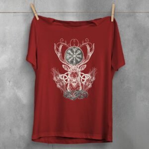 viking vegvisir deer elegance mystic symbol poetic artwork present t-shirt design, variation 4