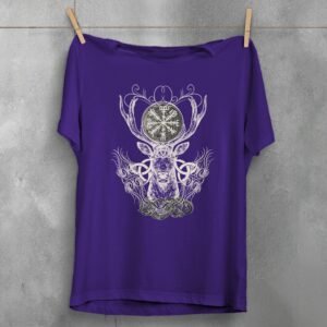 viking vegvisir deer elegance mystic symbol poetic artwork present t-shirt design, variation 5