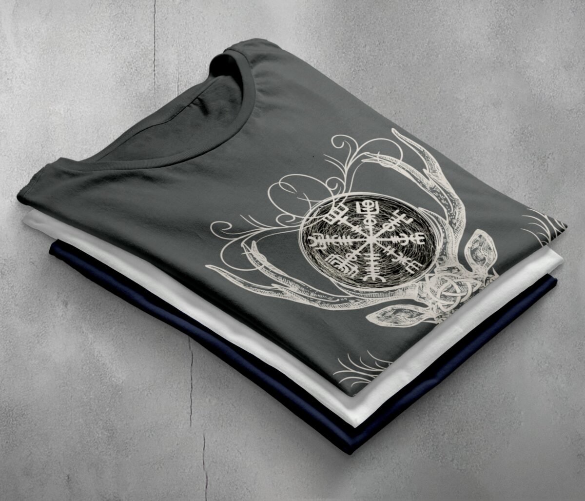 viking vegvisir deer elegance mystic symbol poetic artwork present t-shirt design, variation 7