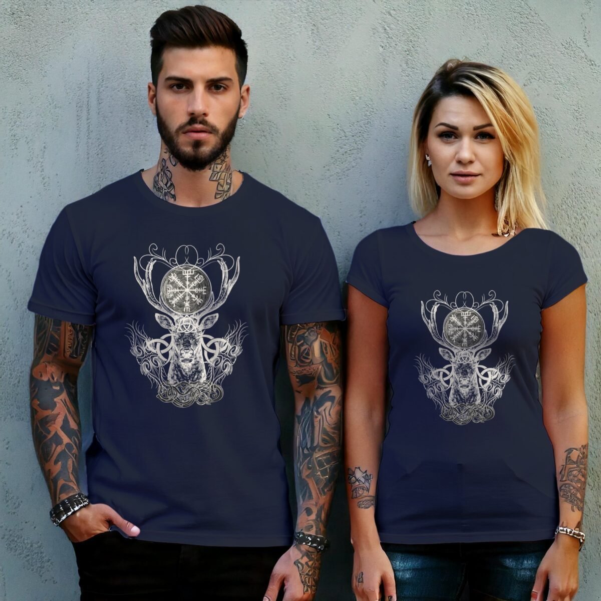 viking vegvisir deer elegance mystic symbol poetic artwork present t-shirt design, variation 8