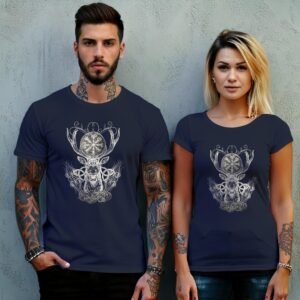 viking vegvisir deer elegance mystic symbol poetic artwork present t-shirt design, variation 8