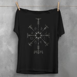 viking vegvisir moon phases symbols powerful mystical witchy t-shirt design, variation 1