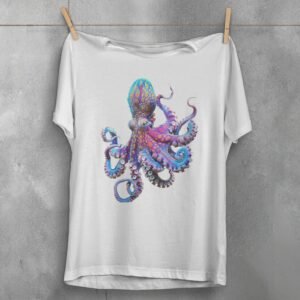 vivid octopus majestic sea creature ocean depths animal t-shirt design, variation 2