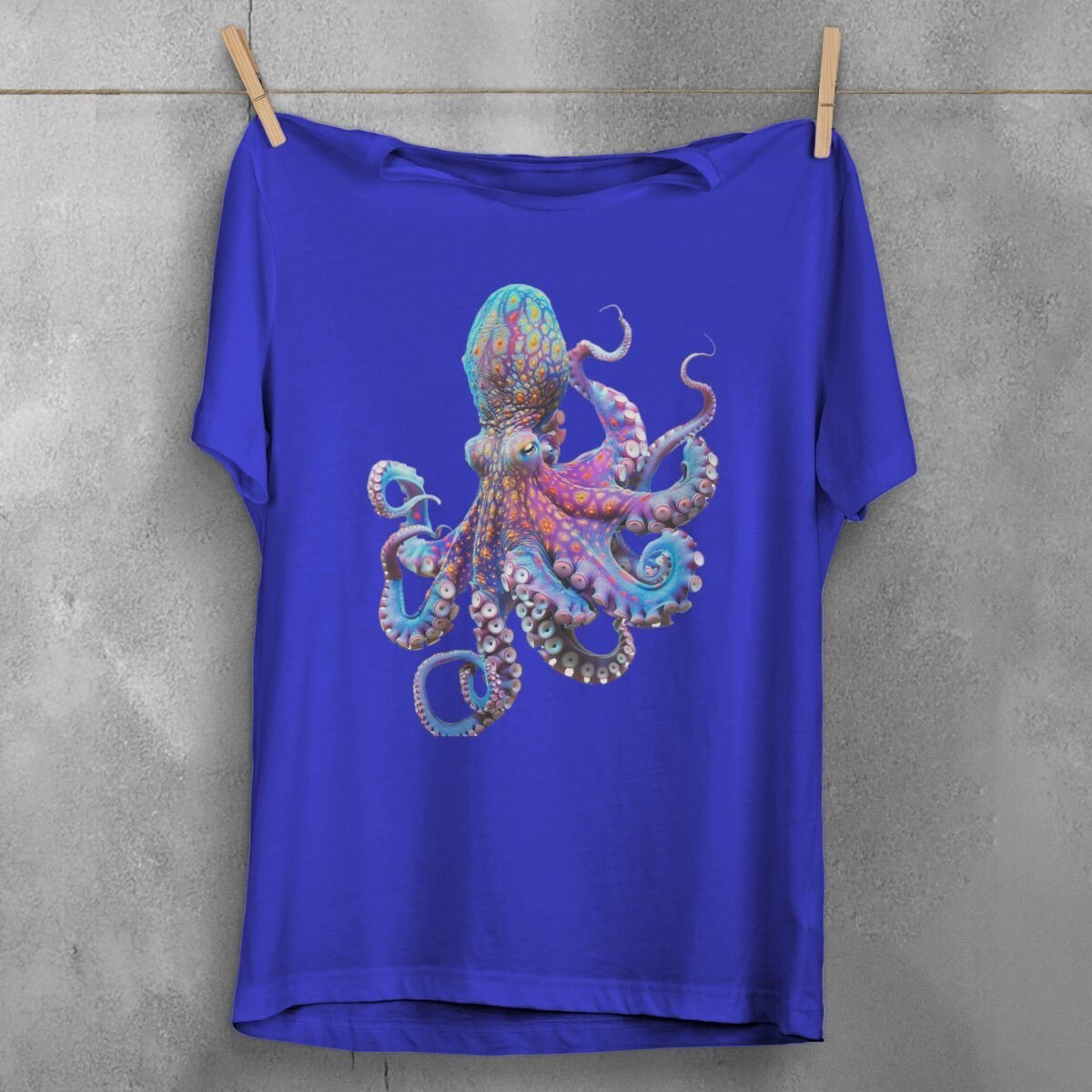 vivid octopus majestic sea creature ocean depths animal t-shirt design, variation 3