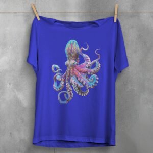 vivid octopus majestic sea creature ocean depths animal t-shirt design, variation 3