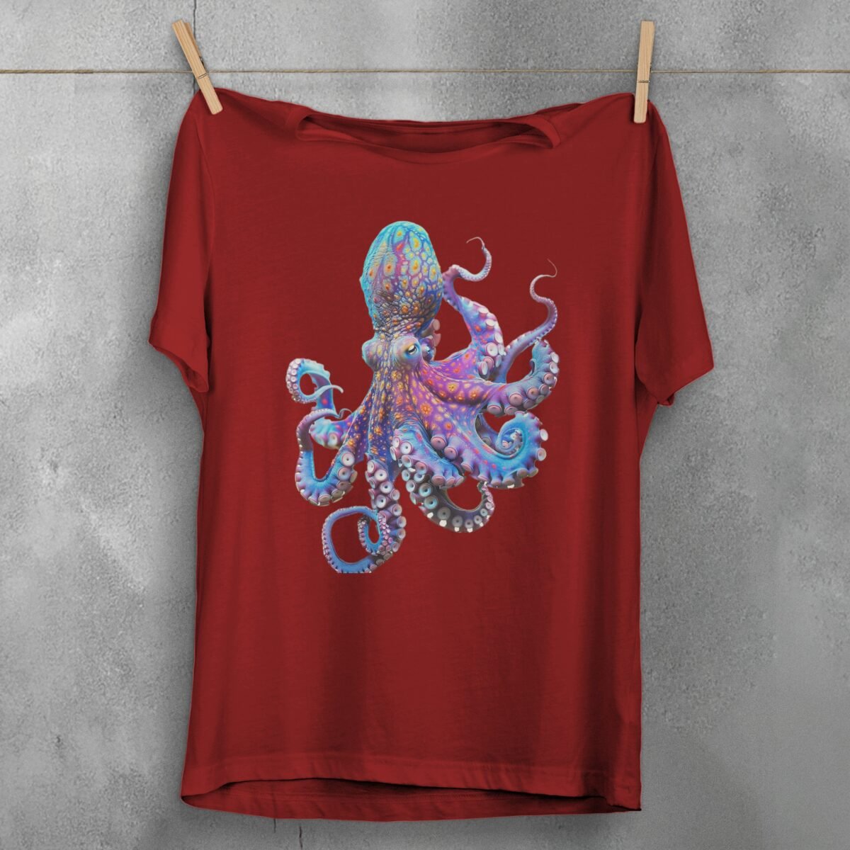 vivid octopus majestic sea creature ocean depths animal t-shirt design, variation 4