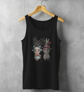 voodoo love whimsical dolls watercolor art design tank top design, variation 1