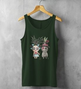 voodoo love whimsical dolls watercolor art design tank top design, variation 5