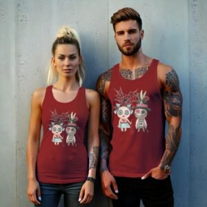 voodoo love whimsical dolls watercolor art design tank top design, variation 8