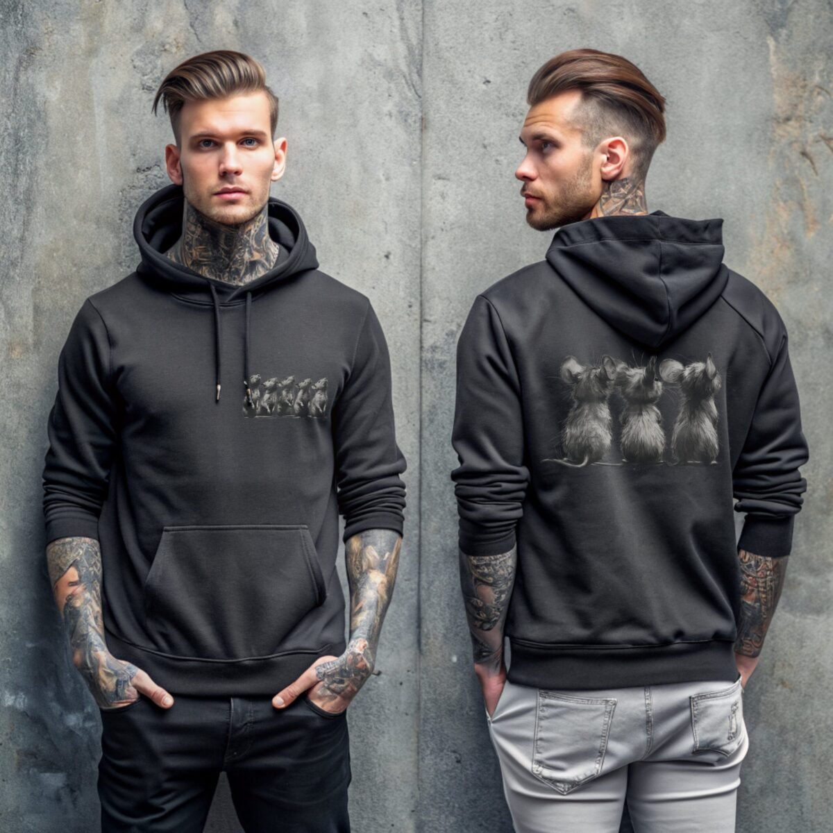 Whispers of Curiosity The Cute Rats Rodent Brotherhood Dark Hoodie - 3