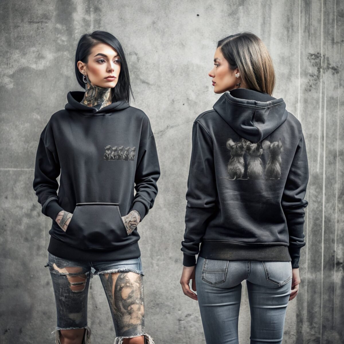 Whispers of Curiosity The Cute Rats Rodent Brotherhood Dark Hoodie - 4