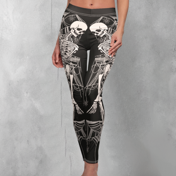 Whispers skeletons dark romance between death a haunting elegant leggings - 1