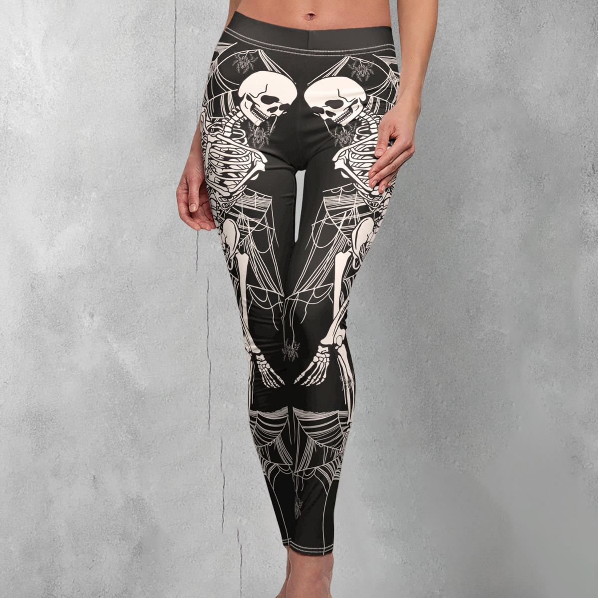 Whispers skeletons dark romance between death a haunting elegant leggings - 1