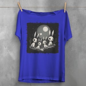 white rabbits watching dark moon animal t-shirt design, variation 3
