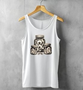 witch curiosities jar eyeballs gothic creepy aesthetic t-shirt design, variation 4