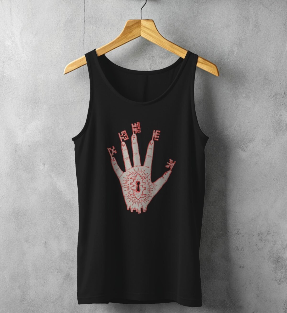 witch hand holds ancient mysteries unlock destiny sacred key t-shirt design, variation 1