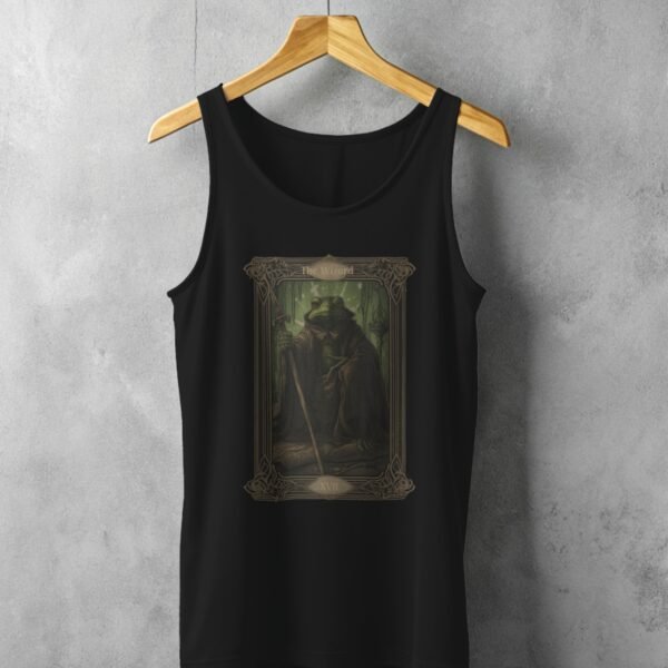wizard frog tarot card reading witchcore tank top design, variation 1