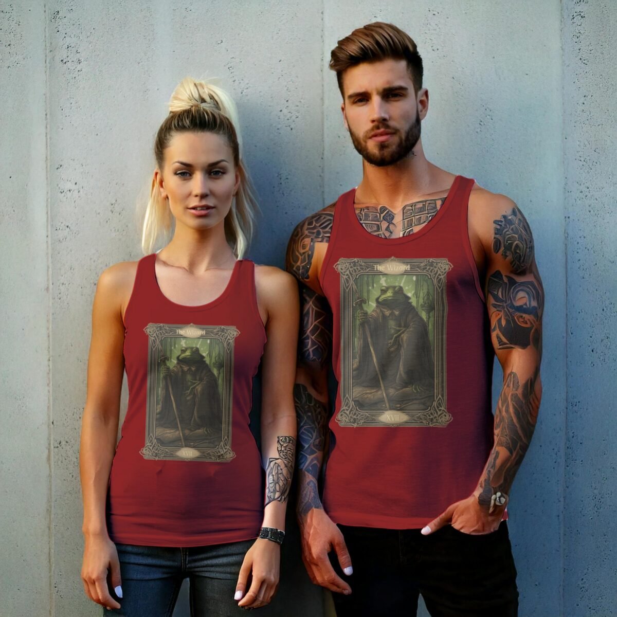 wizard frog tarot card reading witchcore tank top design, variation 8