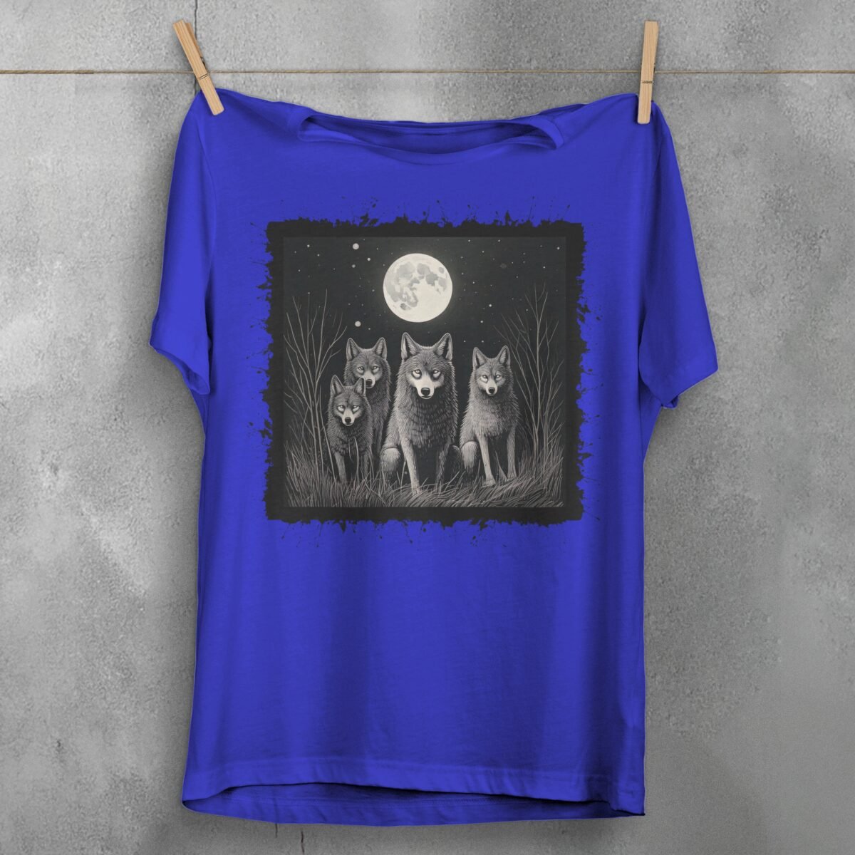 wolves howl moon darkness animal t-shirt design, variation 3