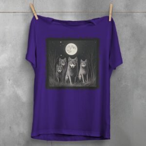wolves howl moon darkness animal t-shirt design, variation 5