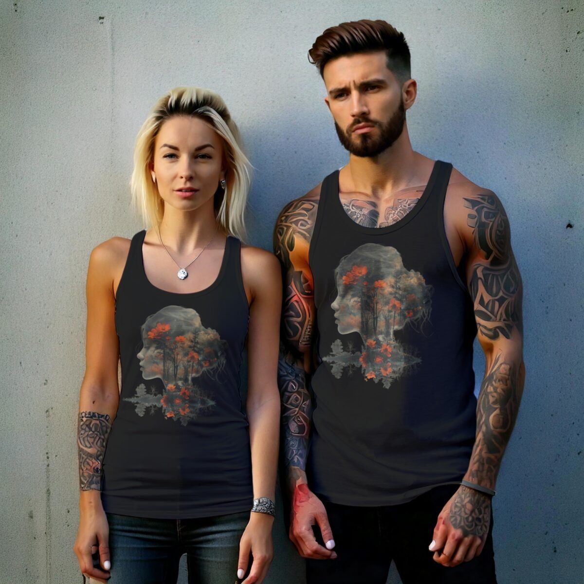 woman witch forest flower landscape mind peaceful aesthetic t-shirt design, variation 9